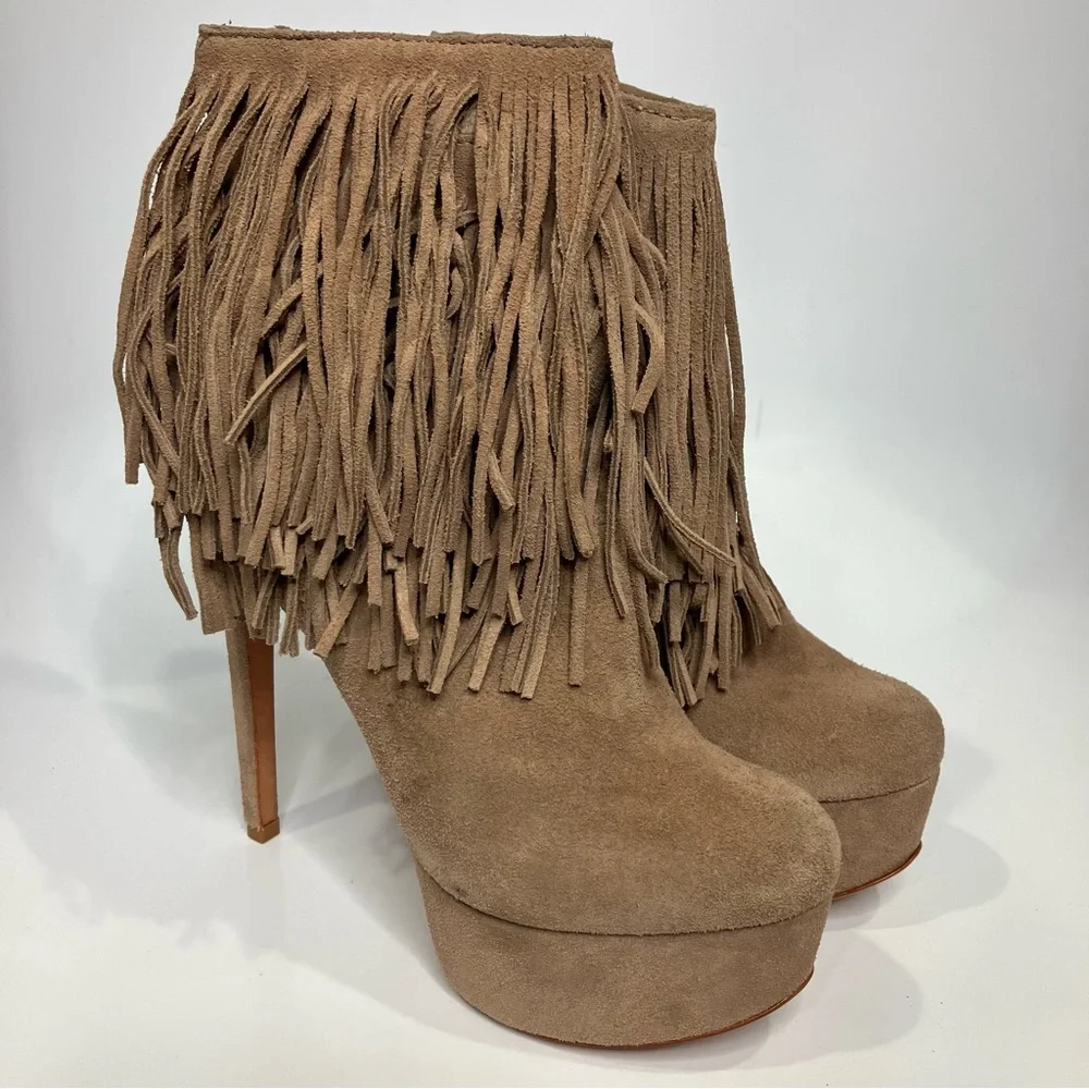 Schutz tan‎ fringe leather platform heels women’s size U.S. 7 party western